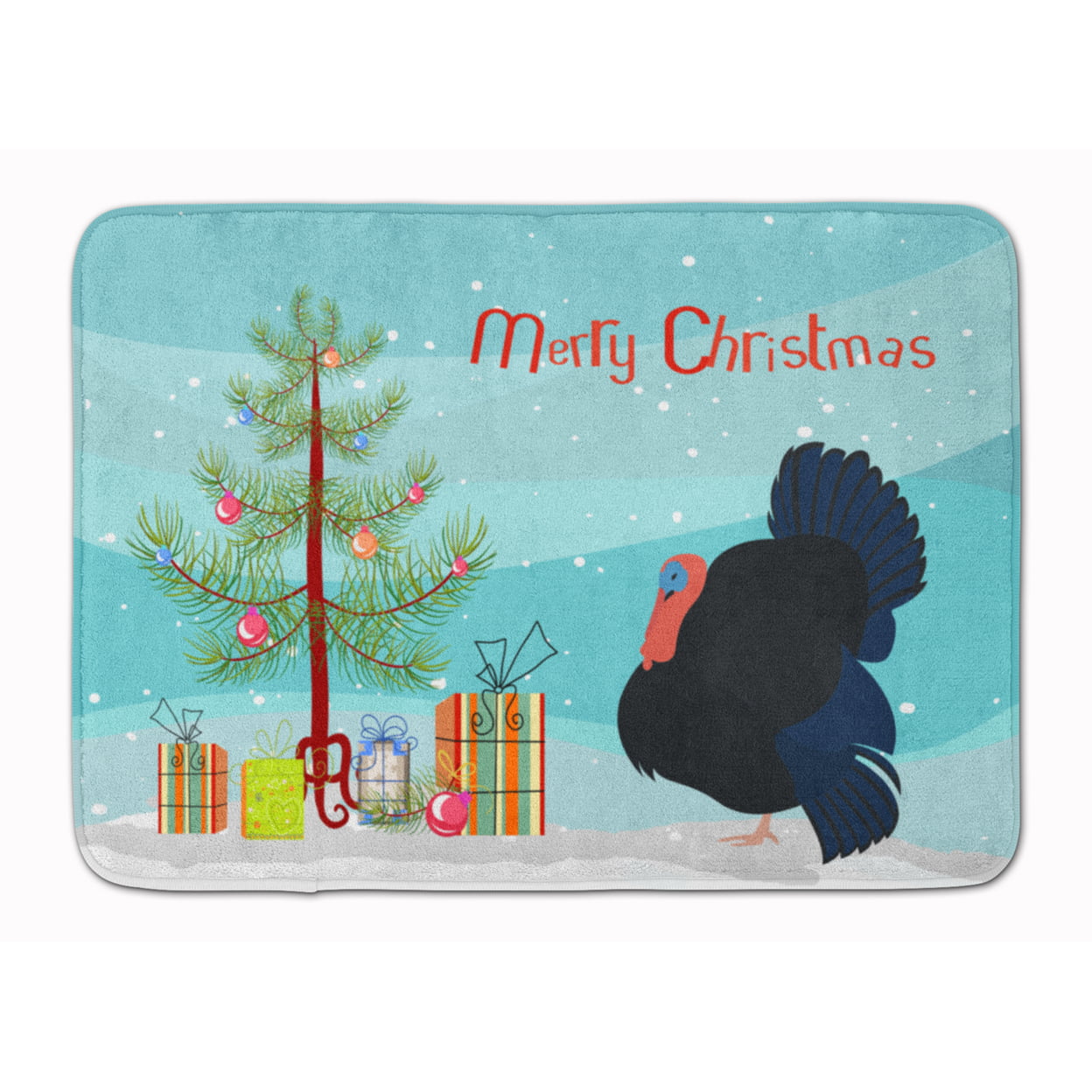 BB9352RUG Norfolk Black Turkey Christmas Machine Washable Memory Foam Mat