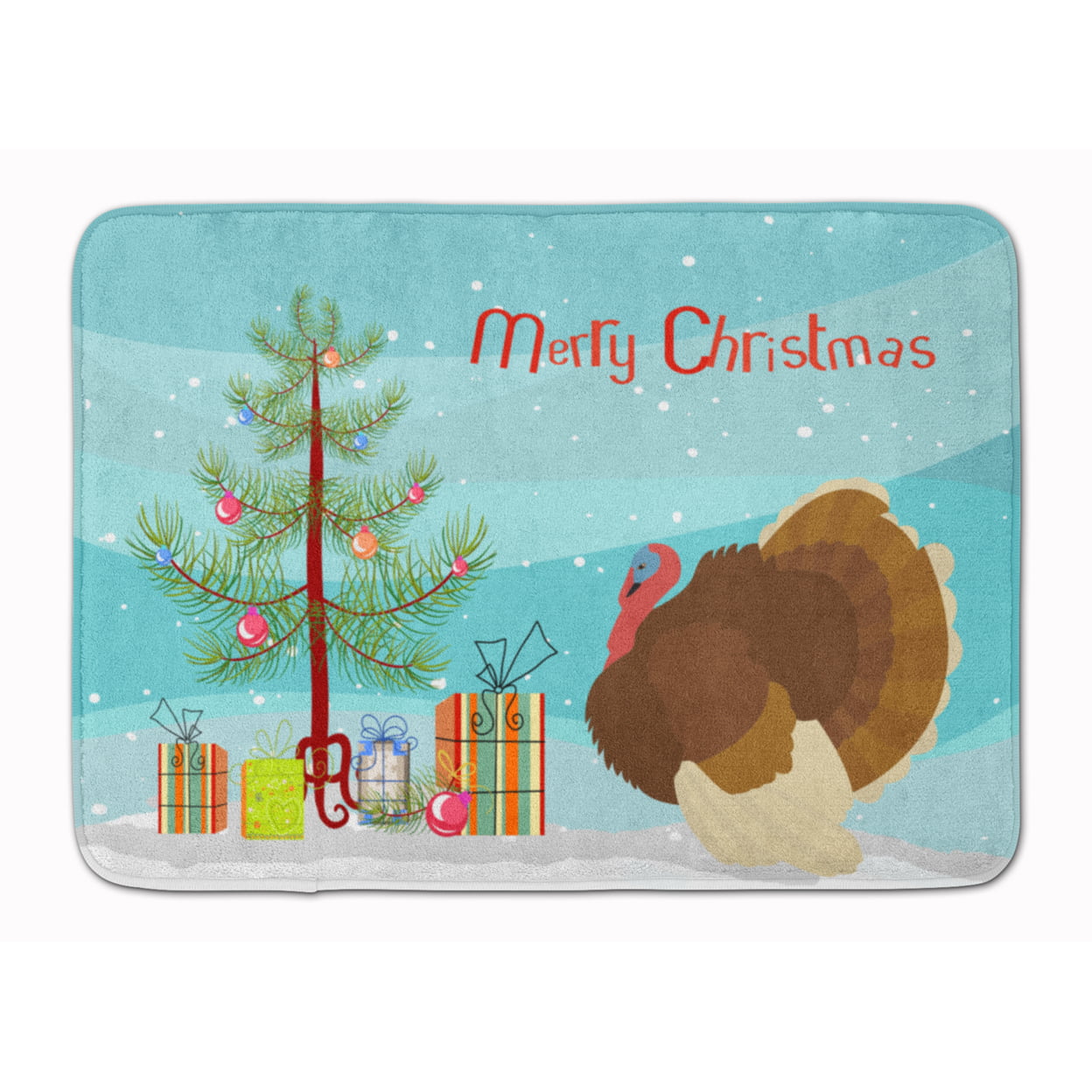French Turkey Dindon Christmas Machine Washable Memory Foam Mat