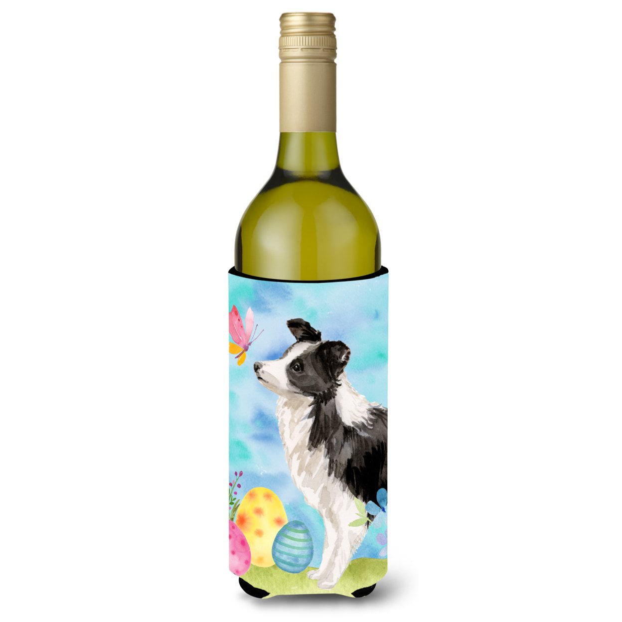 Border Collie Easter Wine Bottle Beverge Insulator Hugger