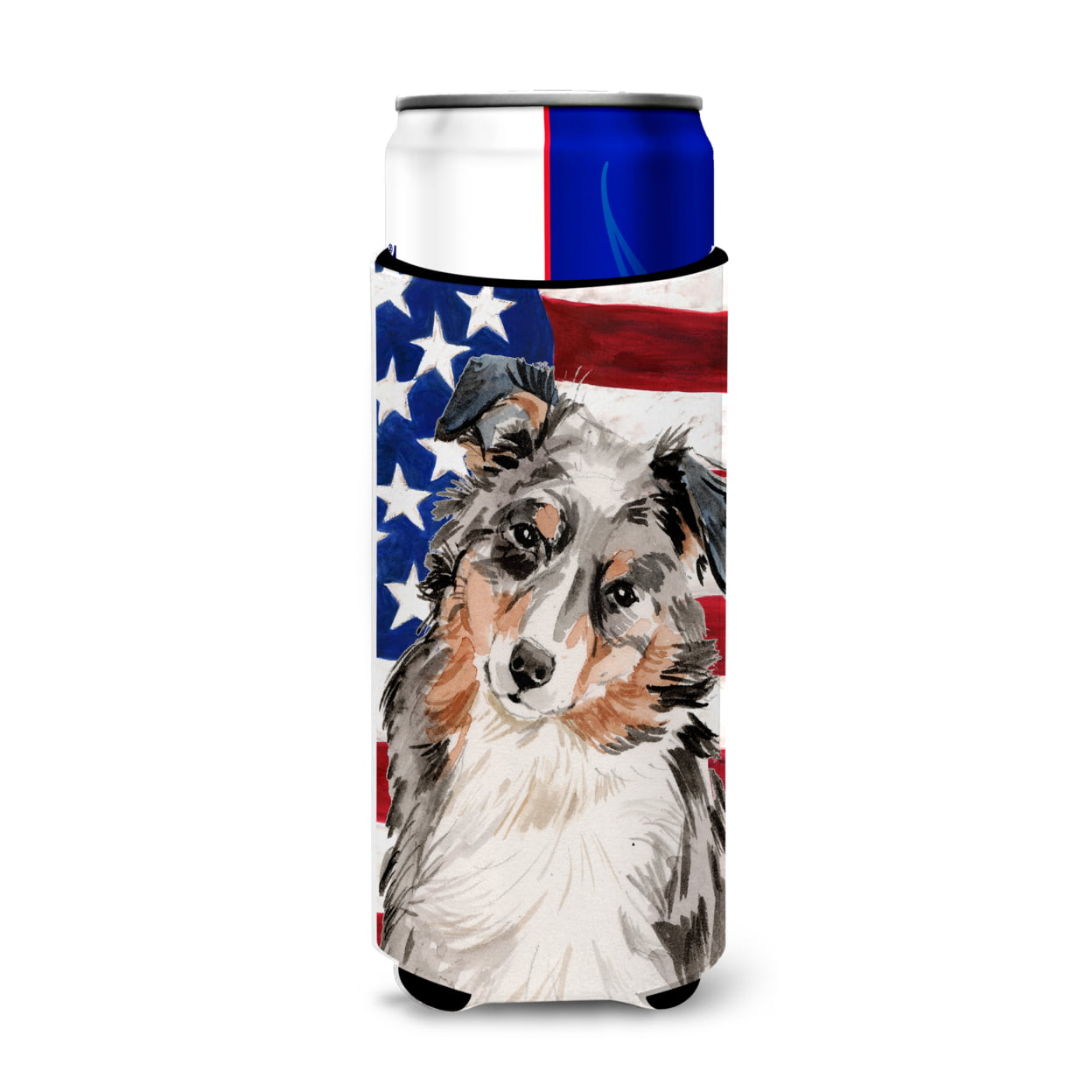 Australian Shepherd Patriotic Michelob Ultra Hugger for Slim Cans