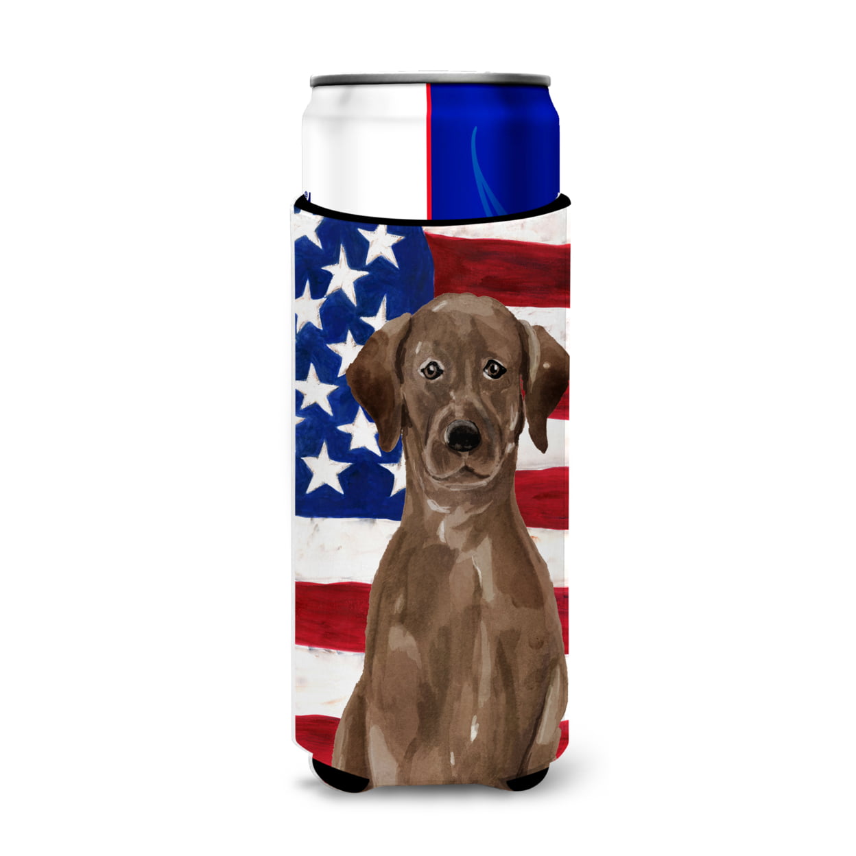 Chocolate Labrador Patriotic Michelob Ultra Hugger for Slim Cans
