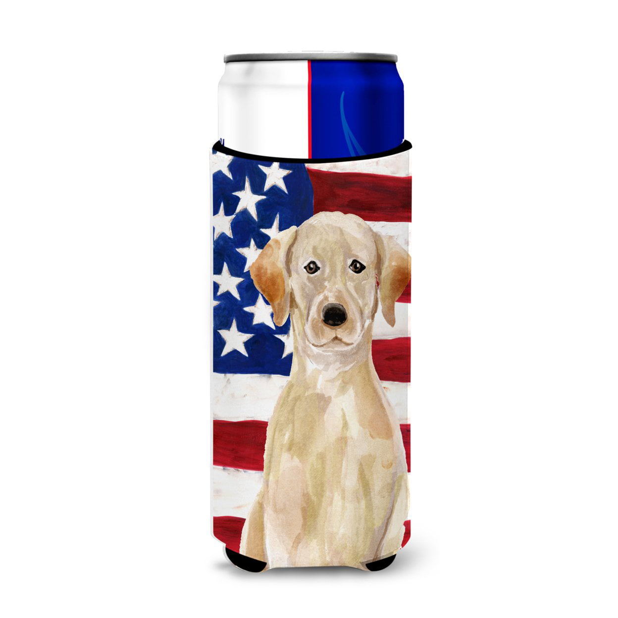 Yellow Labrador Patriotic Michelob Ultra Hugger for Slim Cans