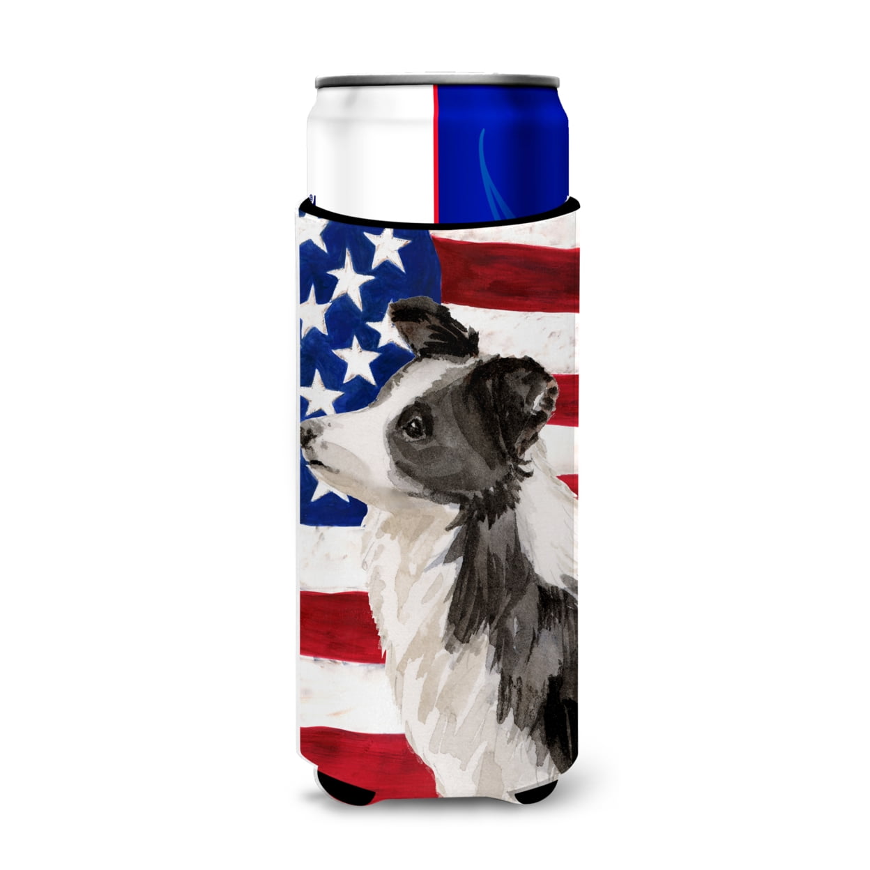 Border Collie Patriotic Michelob Ultra Hugger for Slim Cans