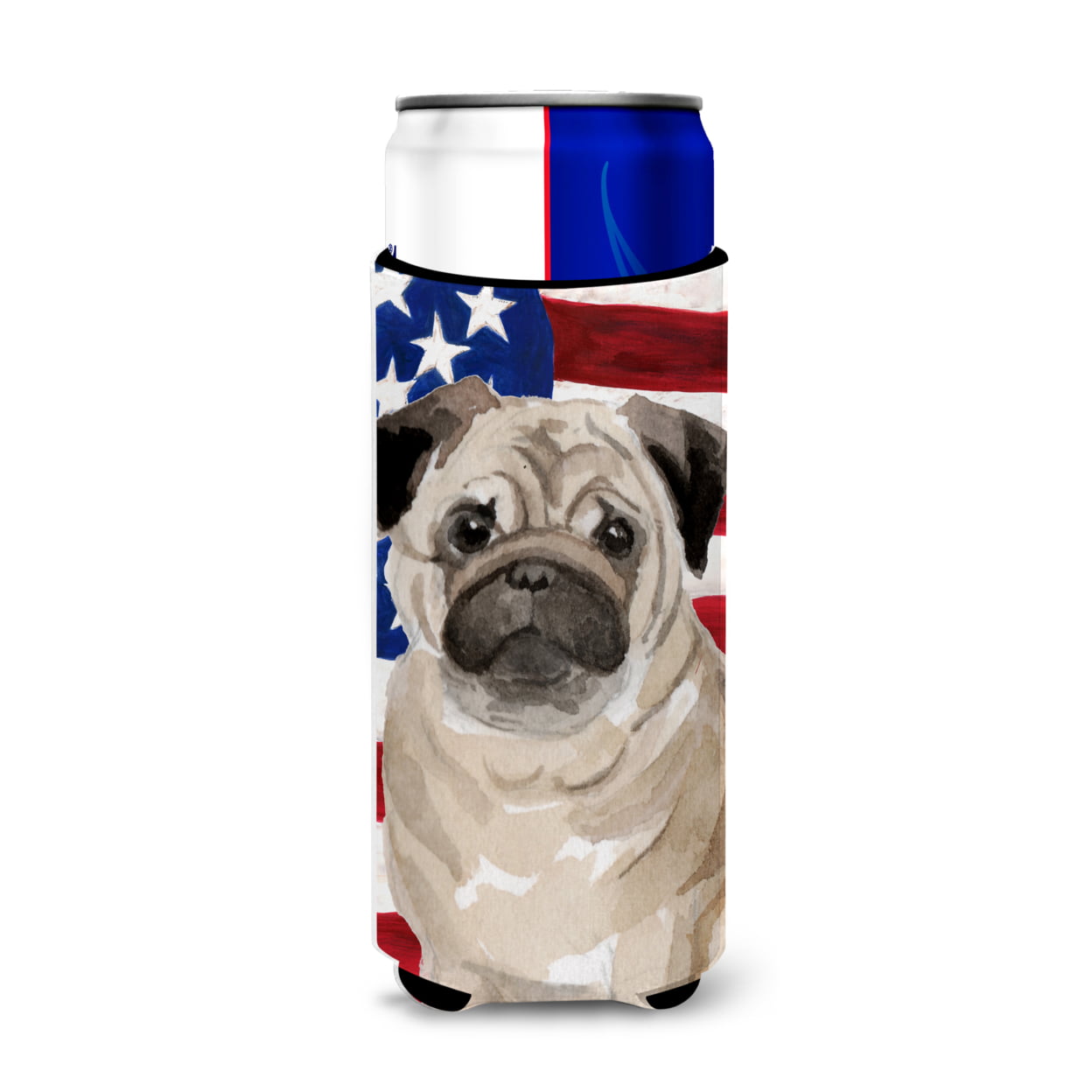 Fawn Pug Patriotic Michelob Ultra Hugger for Slim Cans