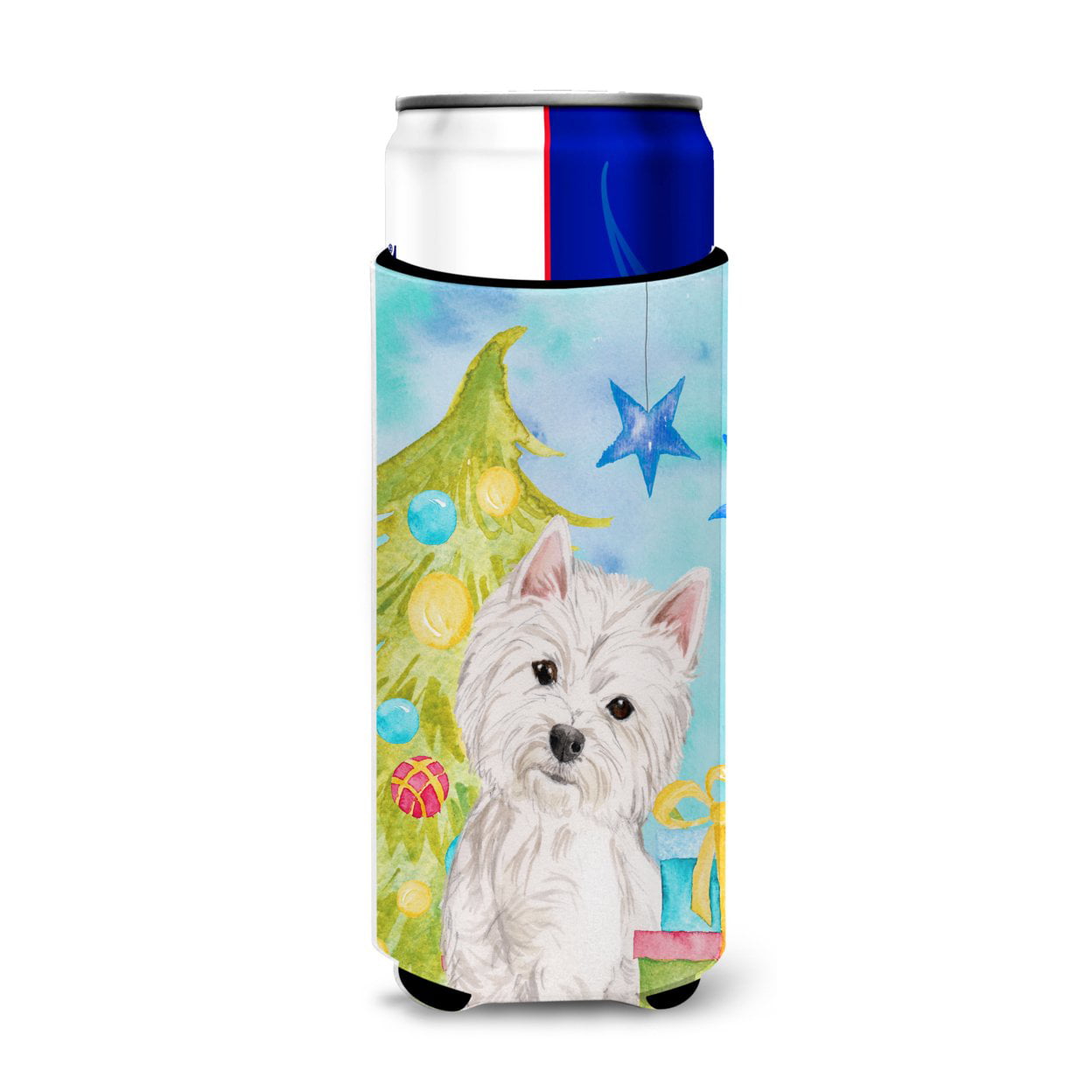 Westie Christmas Michelob Ultra Hugger for Slim Cans