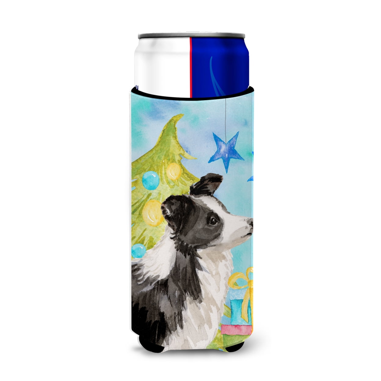 Border Collie Christmas Michelob Ultra Hugger for Slim Cans