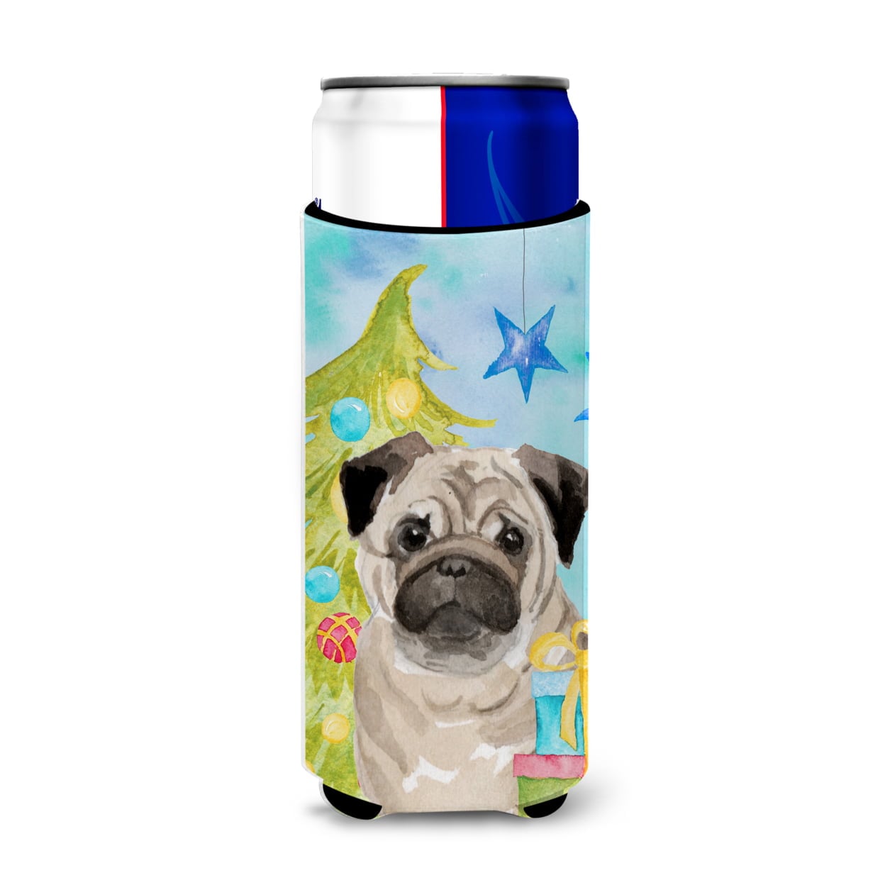 Fawn Pug Christmas Michelob Ultra Hugger for Slim Cans