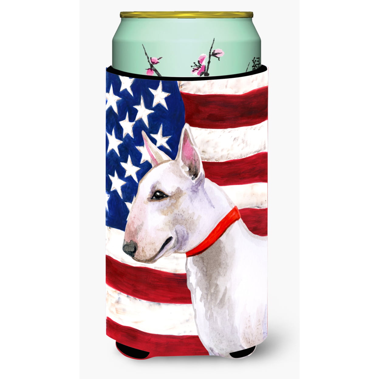 Bull Terrier Patriotic Tall Boy Beverage Insulator Hugger