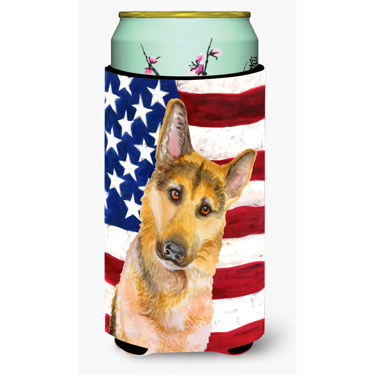 German Shepherd No.2 Patriotic Tall Boy Beverage Insulator Hugger