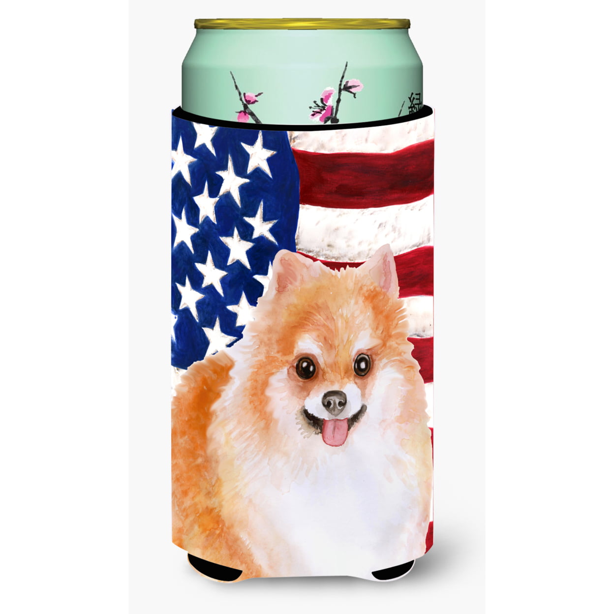 Pomeranian No.2 Patriotic Tall Boy Beverage Insulator Hugger