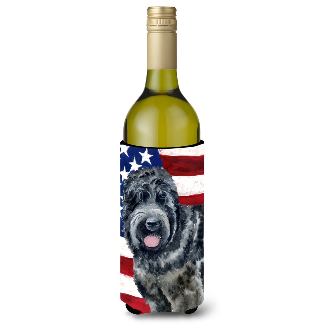 Black Russian Terrier Patriotic Wine Bottle Beverge Insulator Hugger