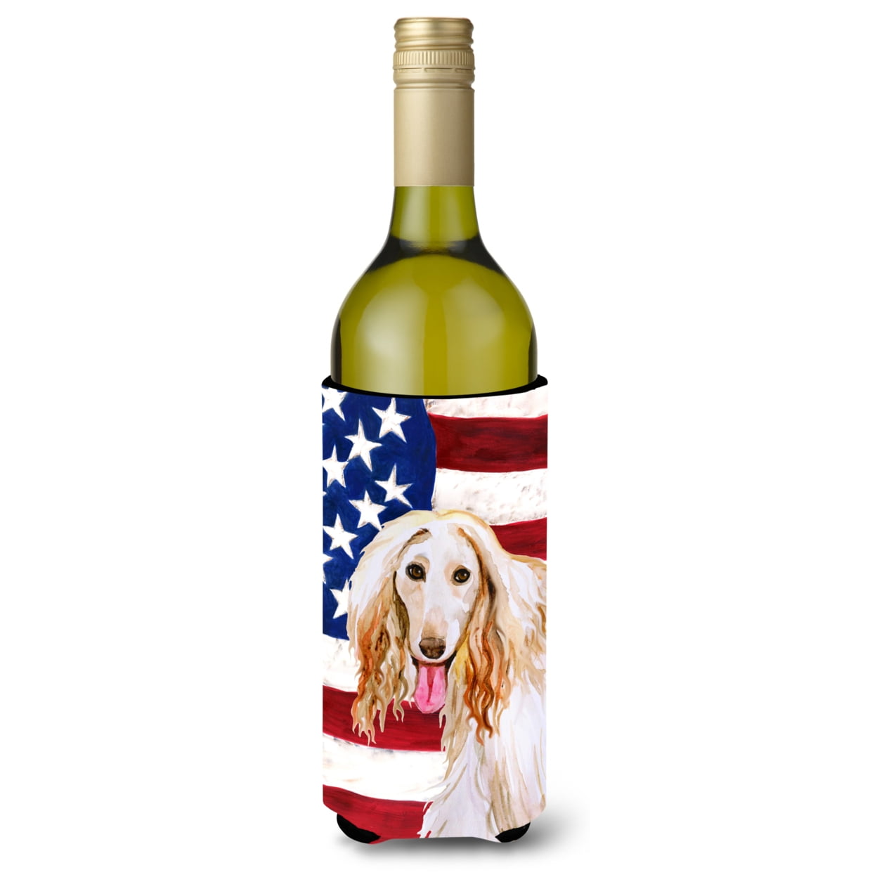 Afghan Hound Patriotic Wine Bottle Beverge Insulator Hugger