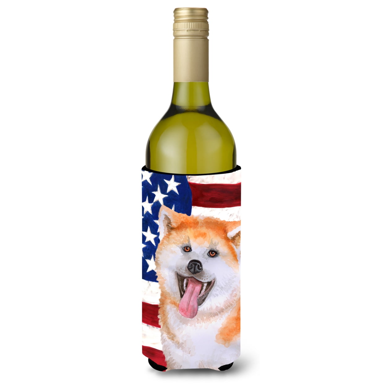 Akita Patriotic Wine Bottle Beverge Insulator Hugger