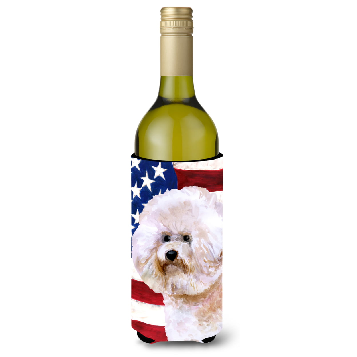 Bichon Frise No.2 Patriotic Wine Bottle Beverge Insulator Hugger