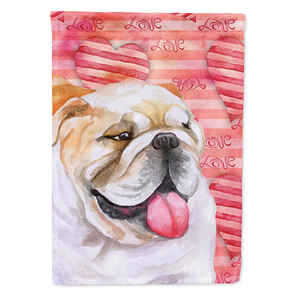 English Bulldog Love Flag - Canvas House Size