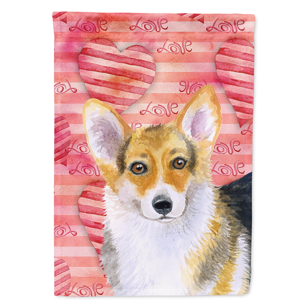 Pembroke Corgi Love Flag - Canvas House Size