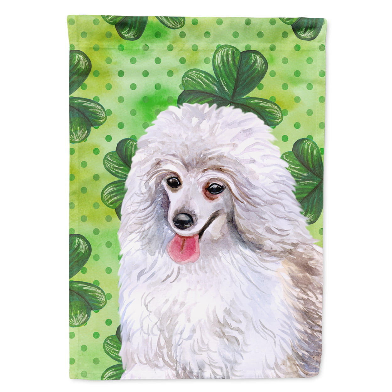 BB9857GF Medium White Poodle St.Patricks Flag - Garden Size