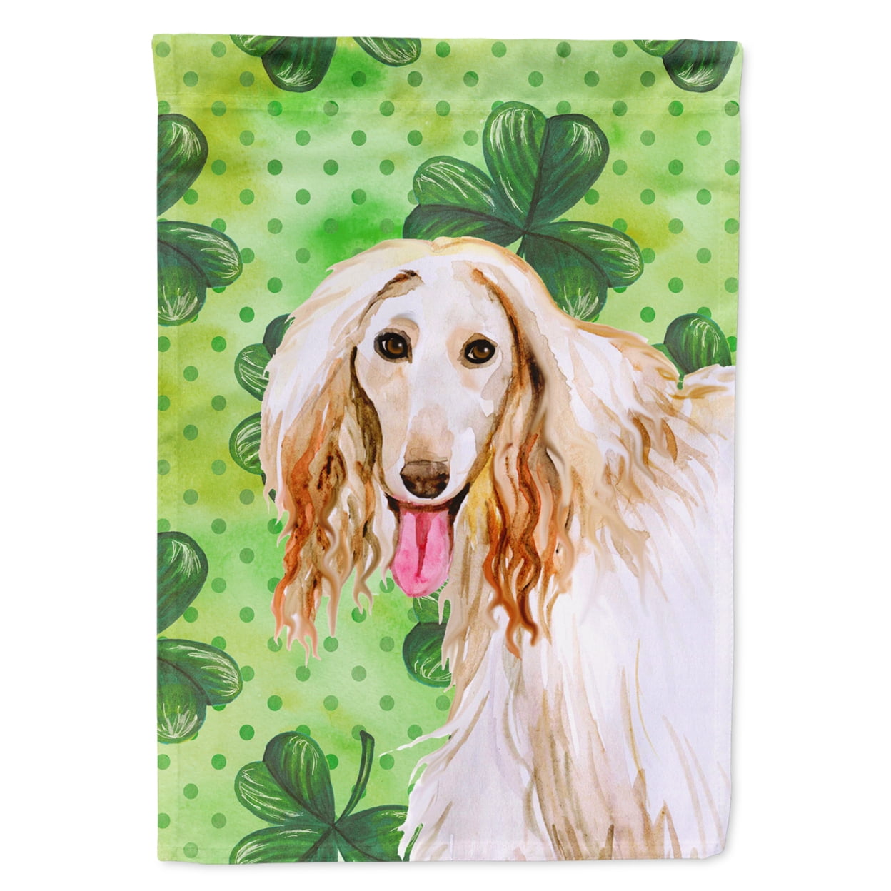 BB9876GF Afghan Hound St.Patricks Flag - Garden Size