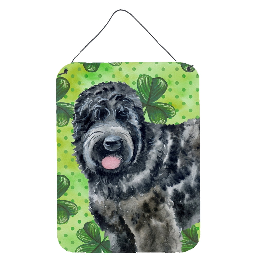 Black Russian Terrier St.Patricks Wall or Door Hanging Prints, 12 x 16 in.