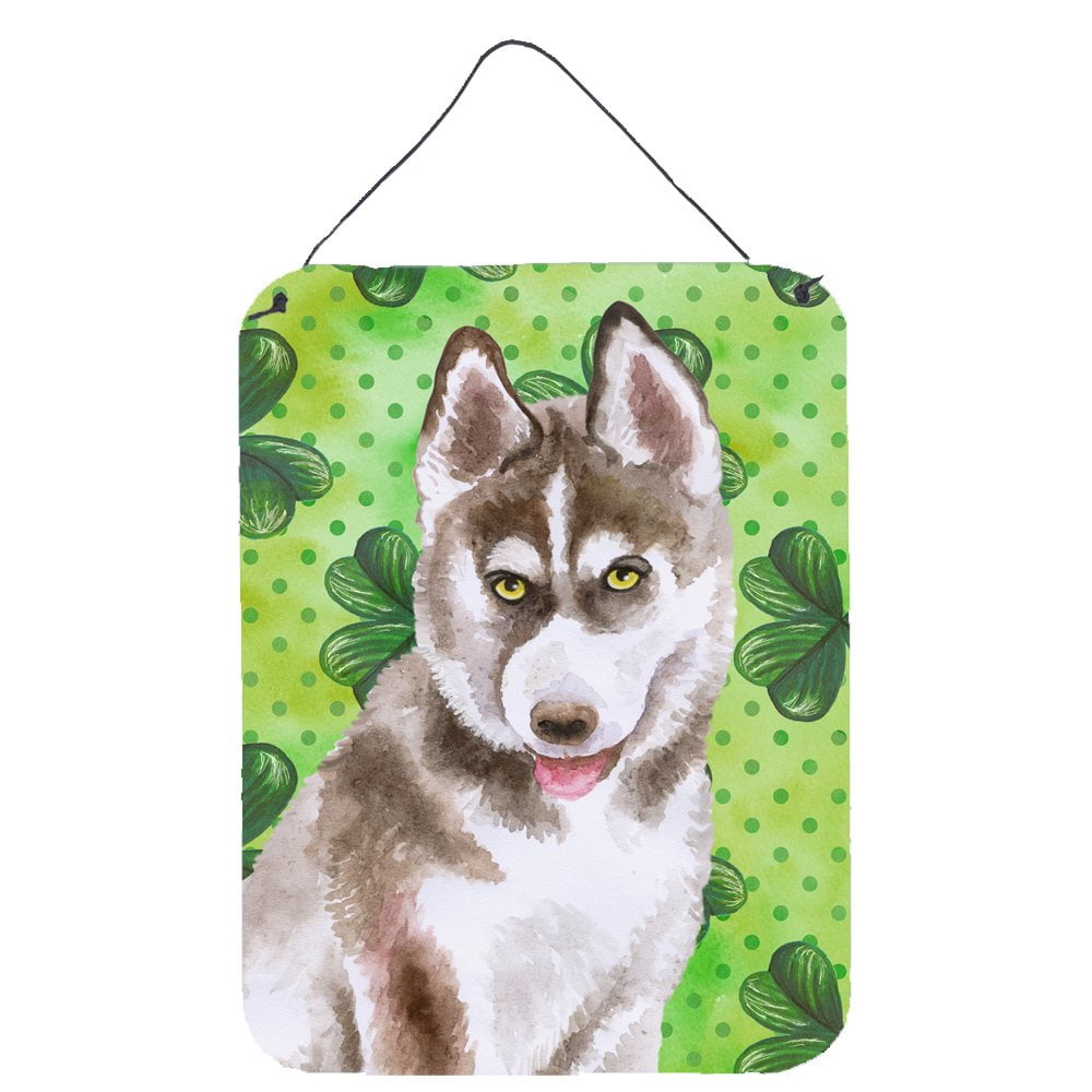 Siberian Husky Grey St.Patricks Wall or Door Hanging Prints, 12 x 16 in.