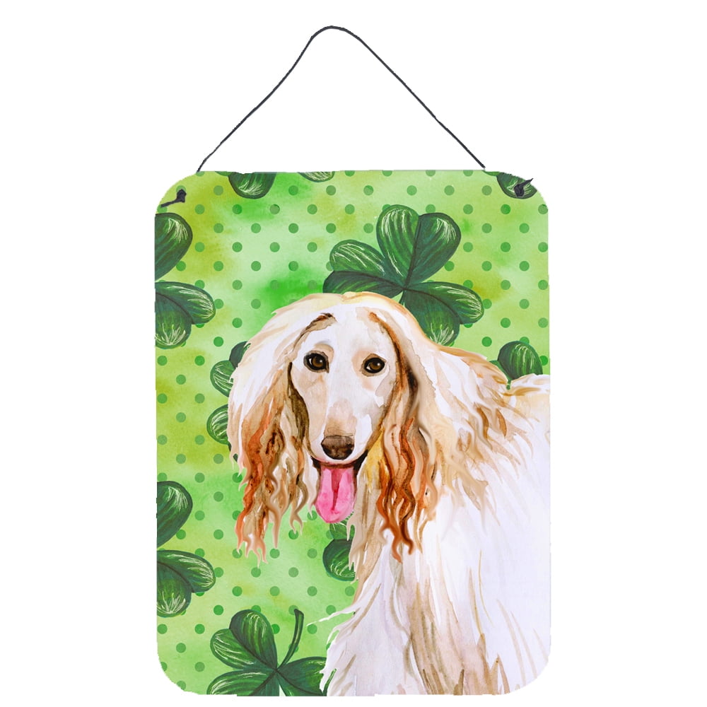 Afghan Hound St.Patricks Wall or Door Hanging Prints, 12 x 16 in.