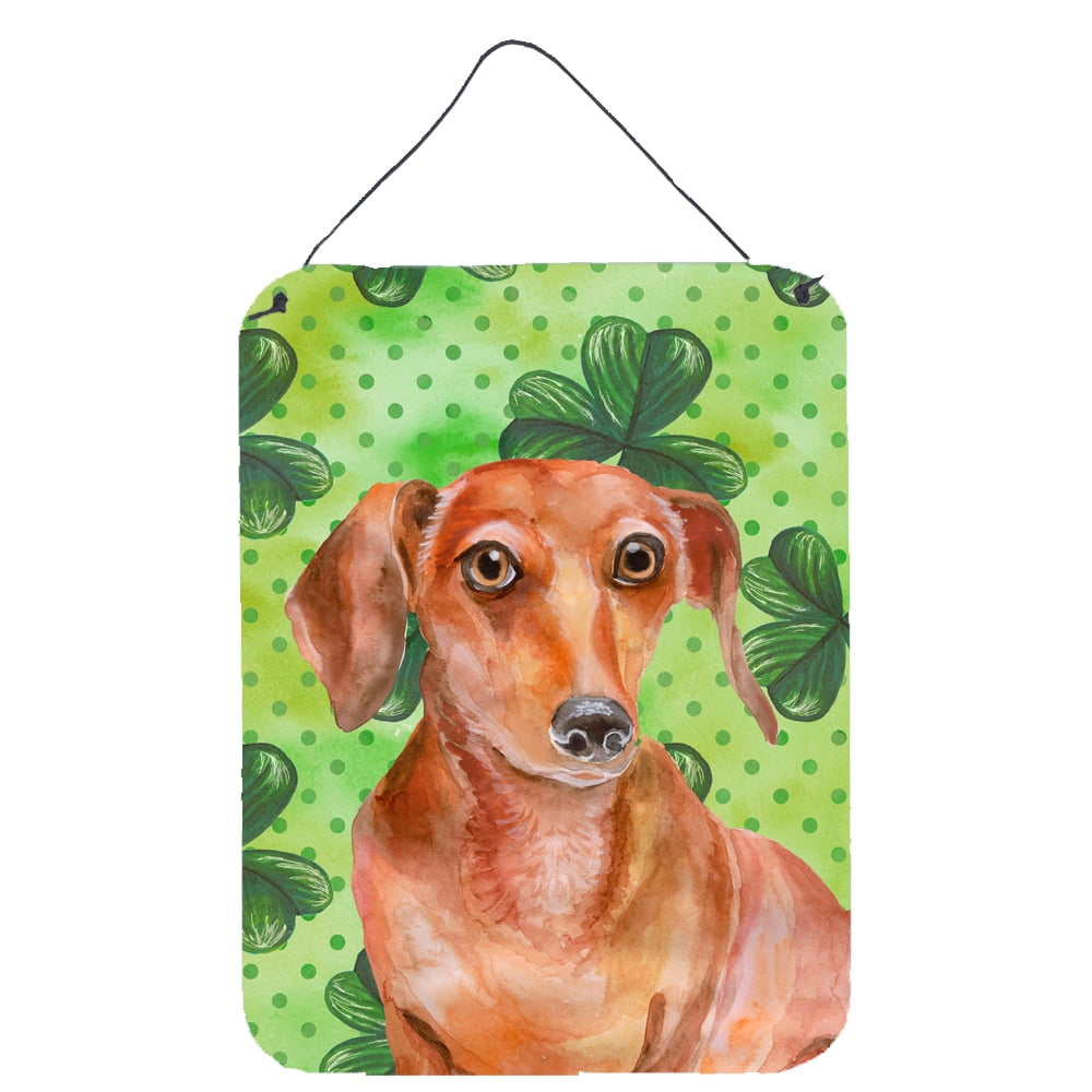 Red Dachshund St.Patricks Wall or Door Hanging Prints, 12 x 16 in.