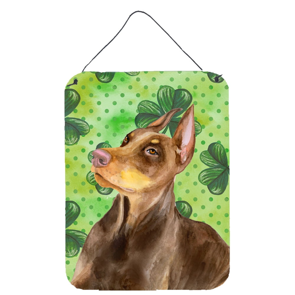 Doberman Pinscher St.Patricks Wall or Door Hanging Prints, 12 x 16 in.
