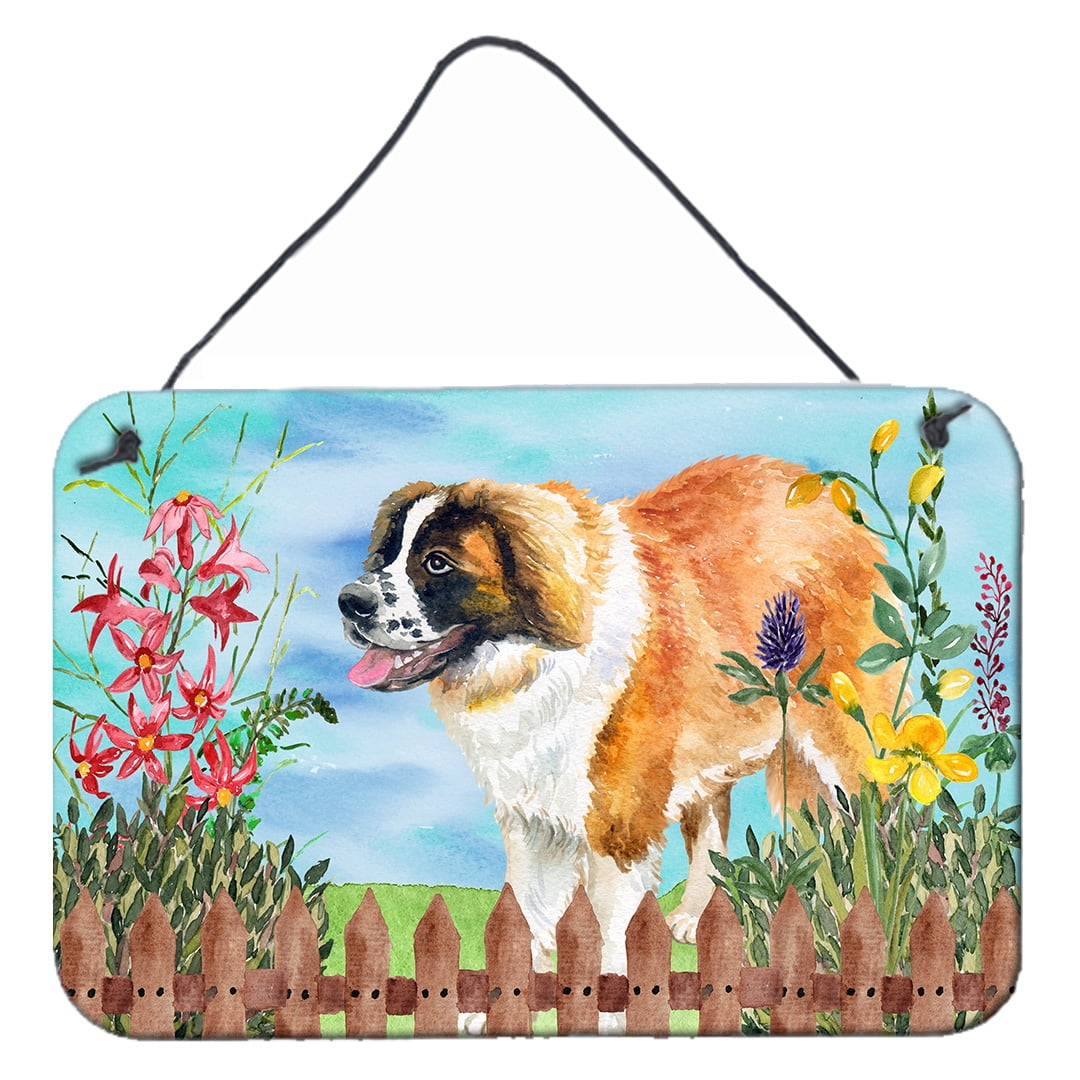 Saint Bernard Spring Wall or Door Hanging Prints, 8 x 12 in.