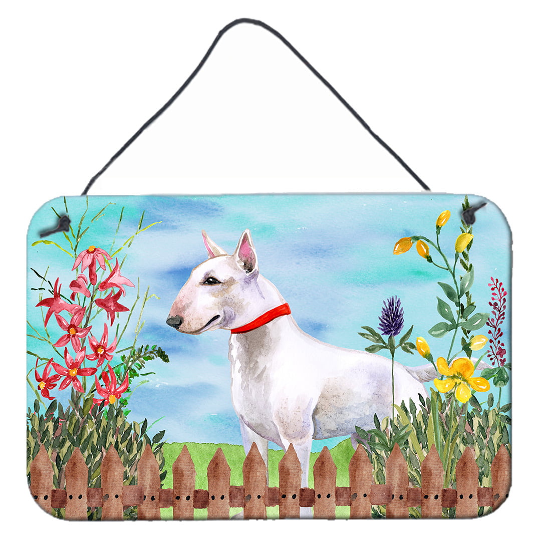 Bull Terrier Spring Wall or Door Hanging Prints, 8 x 12 in.