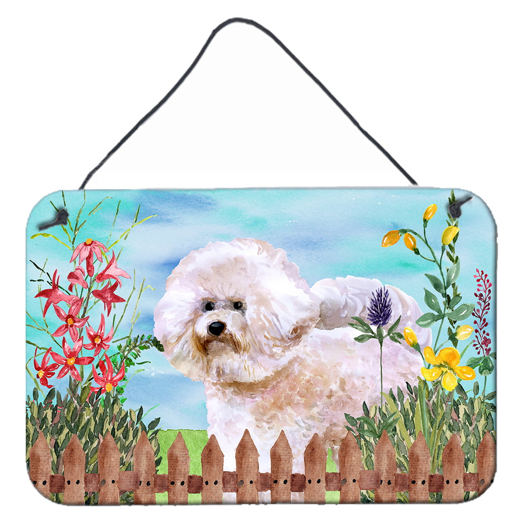 Bichon Frise No.2 Spring Wall or Door Hanging Prints, 8 x 12 in.