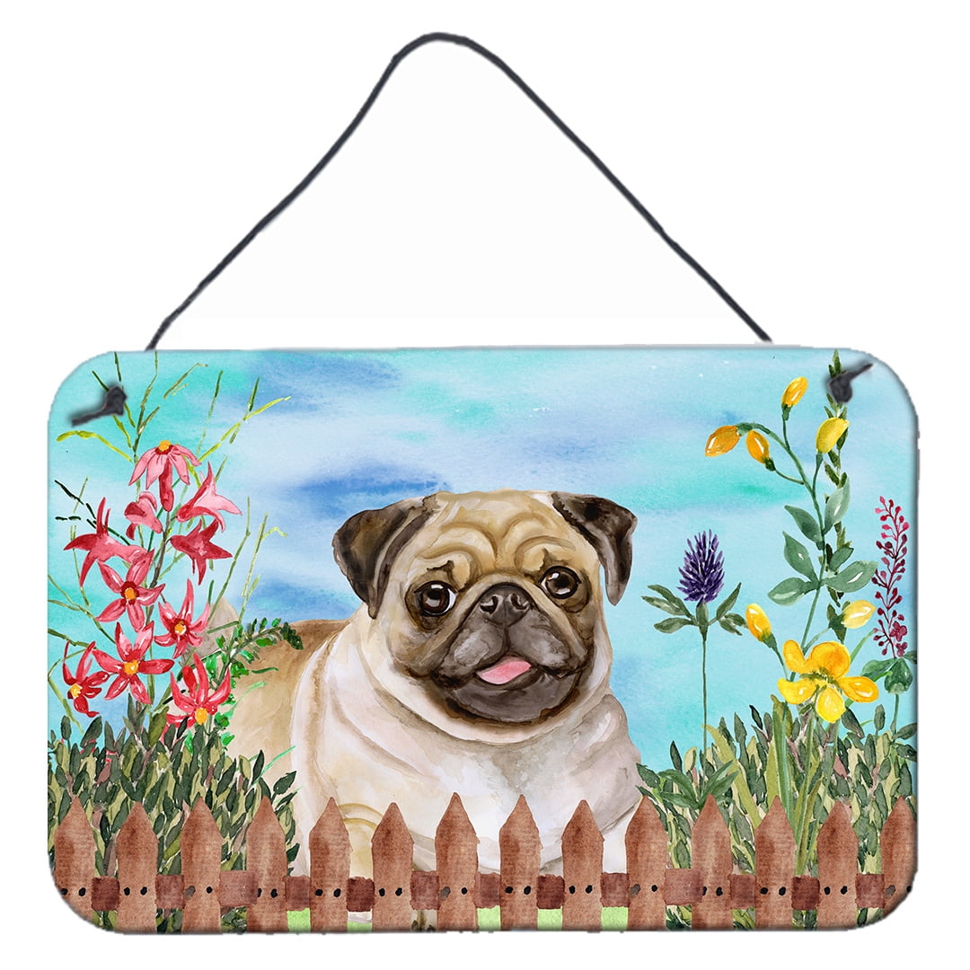 Fawn Pug Spring Wall or Door Hanging Prints, 8 x 12 in.