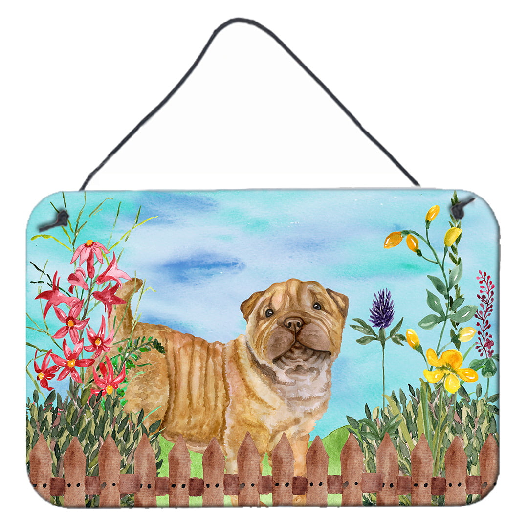 Shar Pei Puppy Spring Wall or Door Hanging Prints, 8 x 12 in.