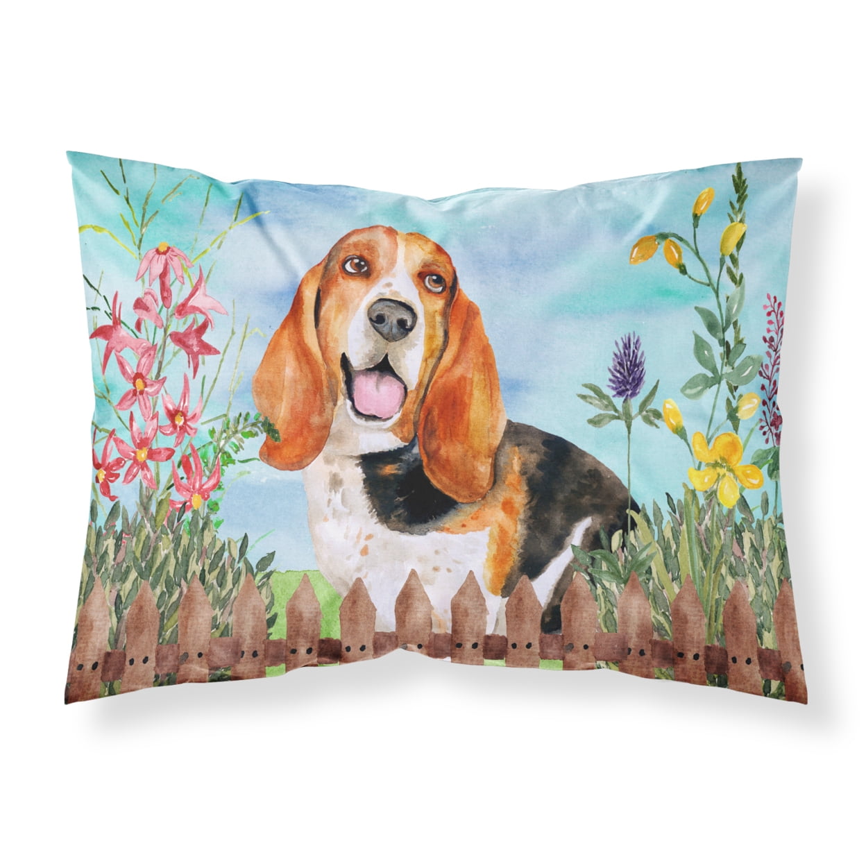 Basset Hound Spring Fabric Standard Pillowcase