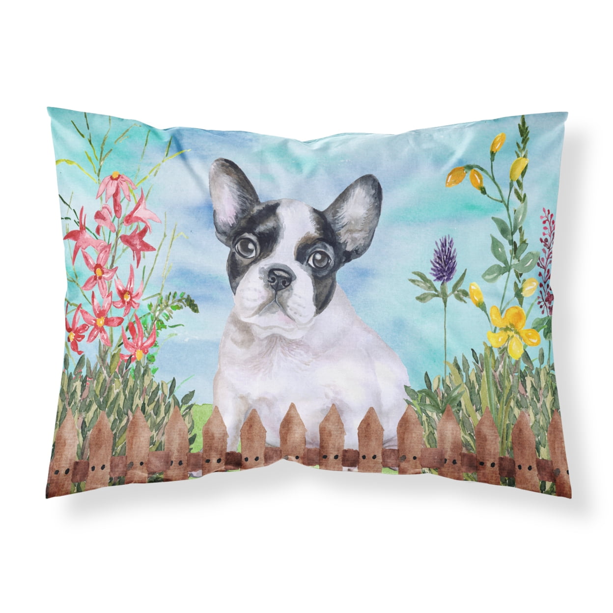 French Bulldog Black White Spring Fabric Standard Pillowcase