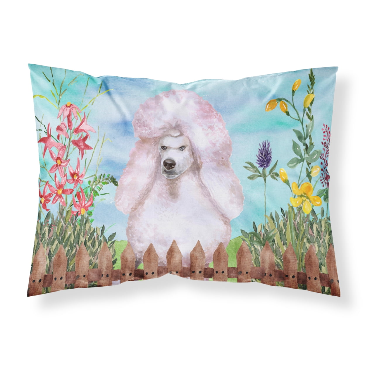 White Standard Poodle Spring Fabric Standard Pillowcase