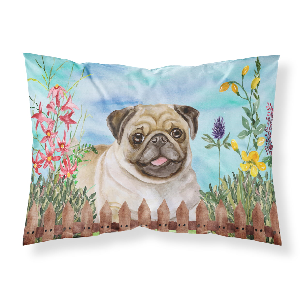 Fawn Pug Spring Fabric Standard Pillowcase