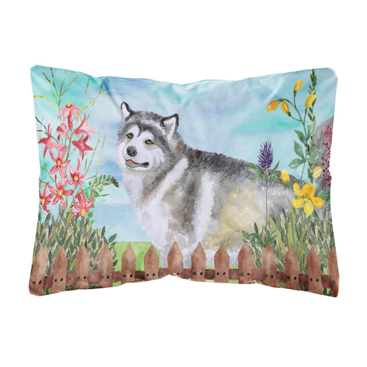 Alaskan Malamute Spring Canvas Fabric Decorative Pillow
