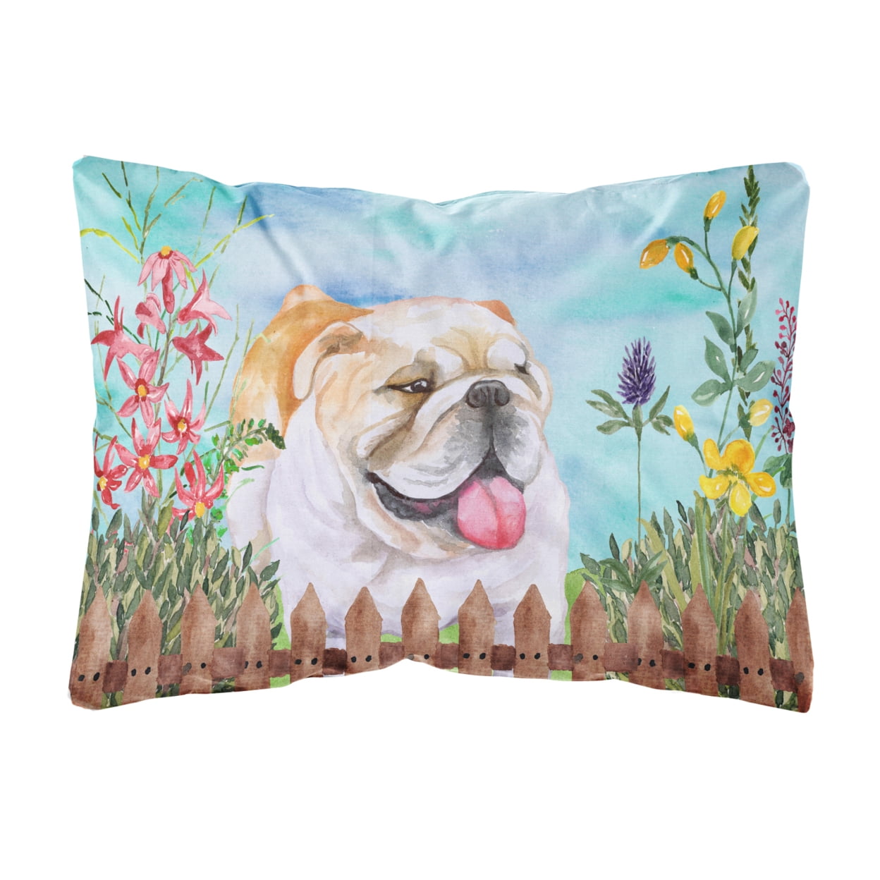 English Bulldog Spring Canvas Fabric Decorative Pillow