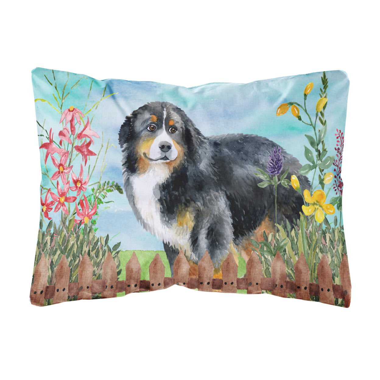 Bernese Mountain Dog Spring Canvas Fabric Decorative Pillow