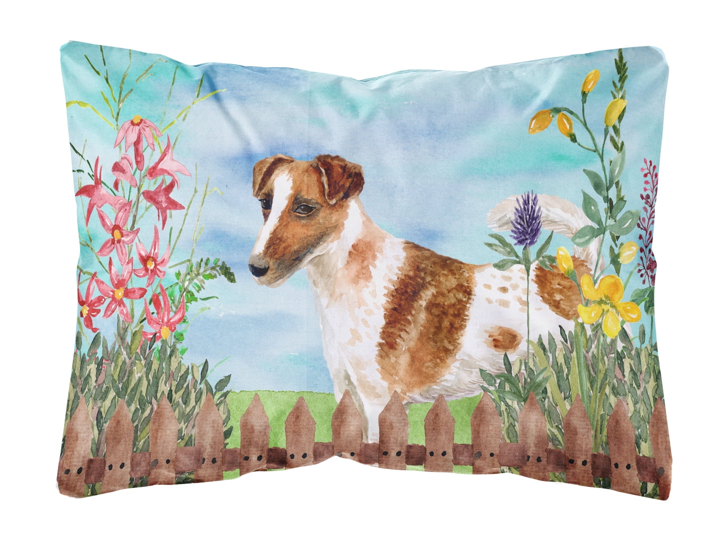 Smooth Fox Terrier Spring Canvas Fabric Decorative Pillow