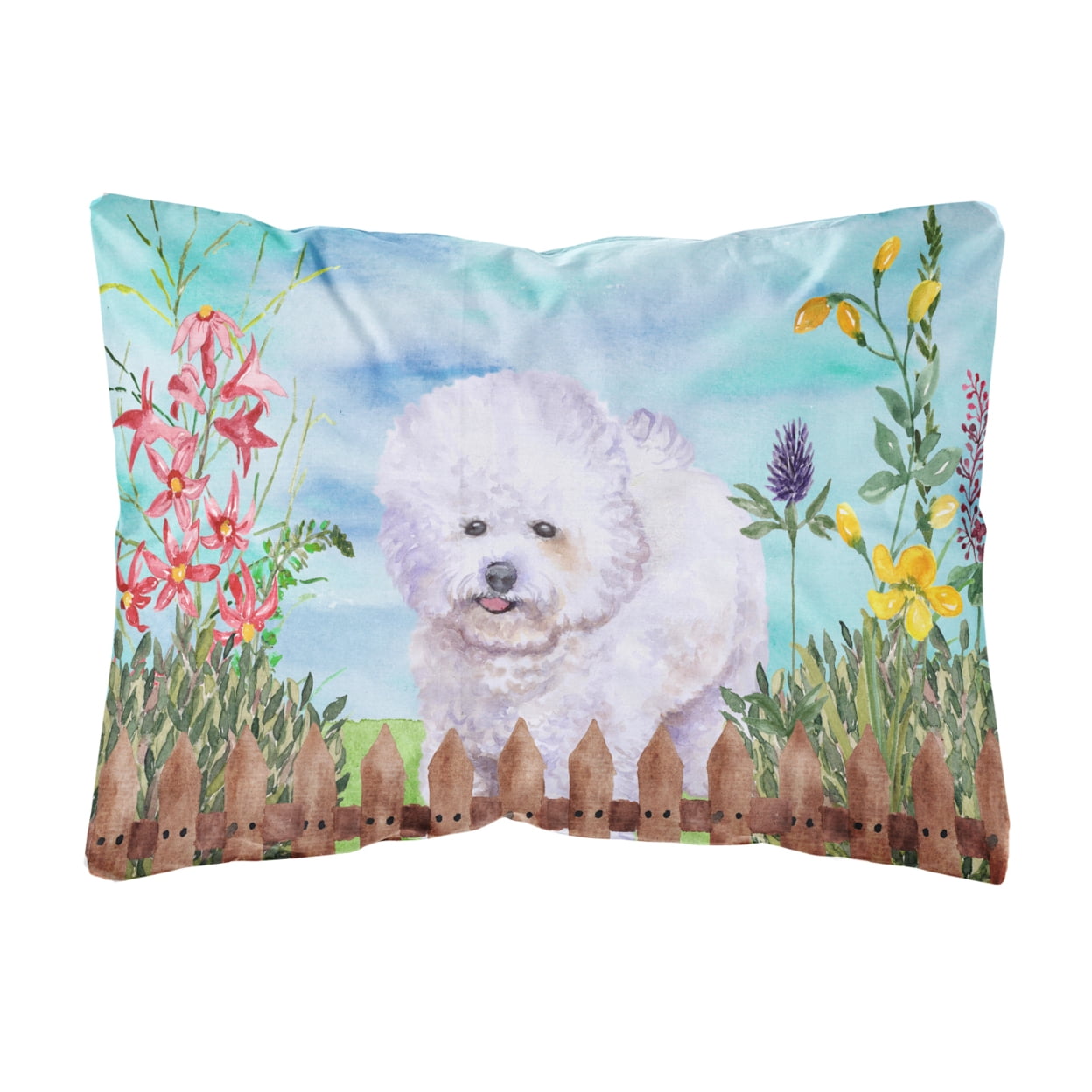 Bichon Frise Spring Canvas Fabric Decorative Pillow