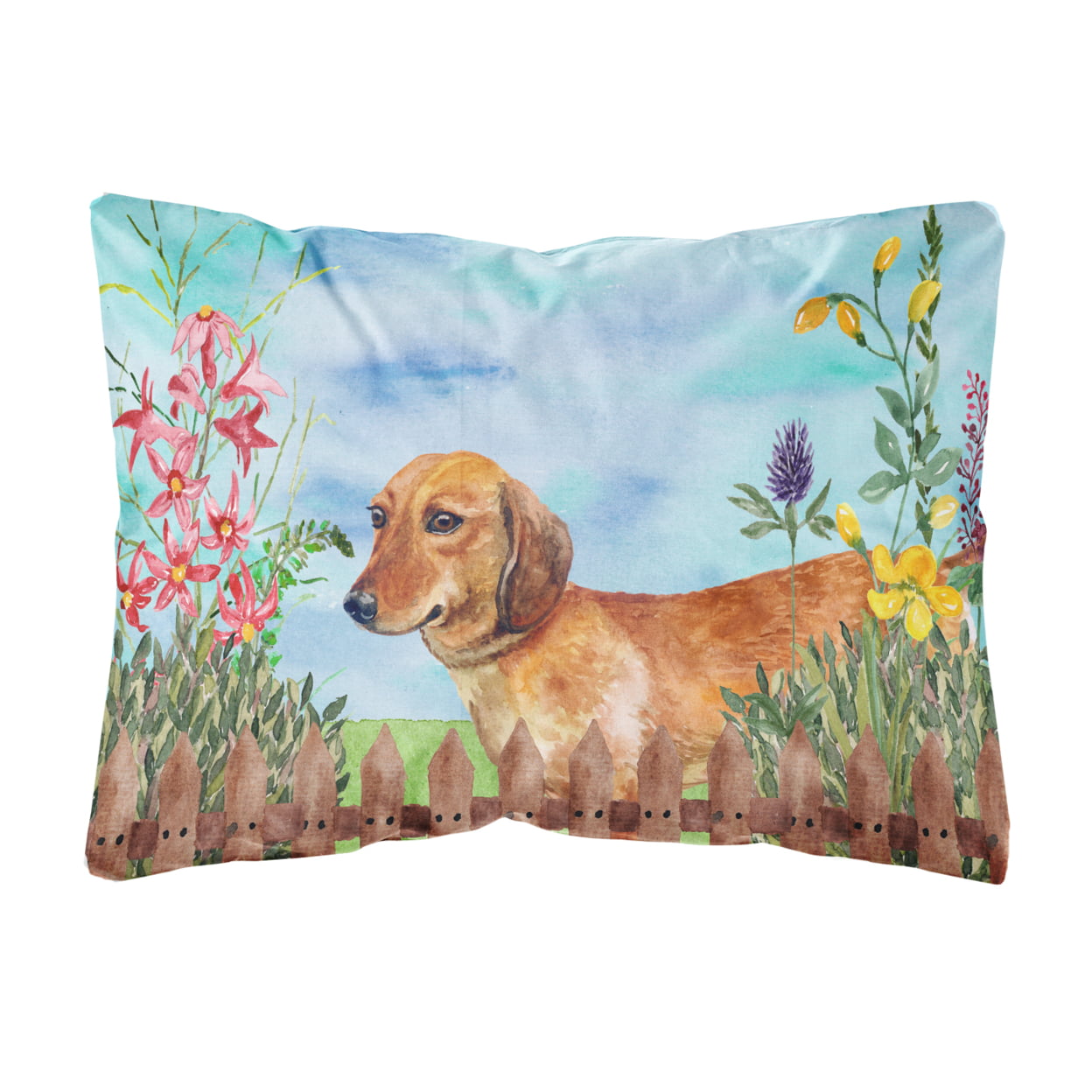 Dachshund Spring Canvas Fabric Decorative Pillow