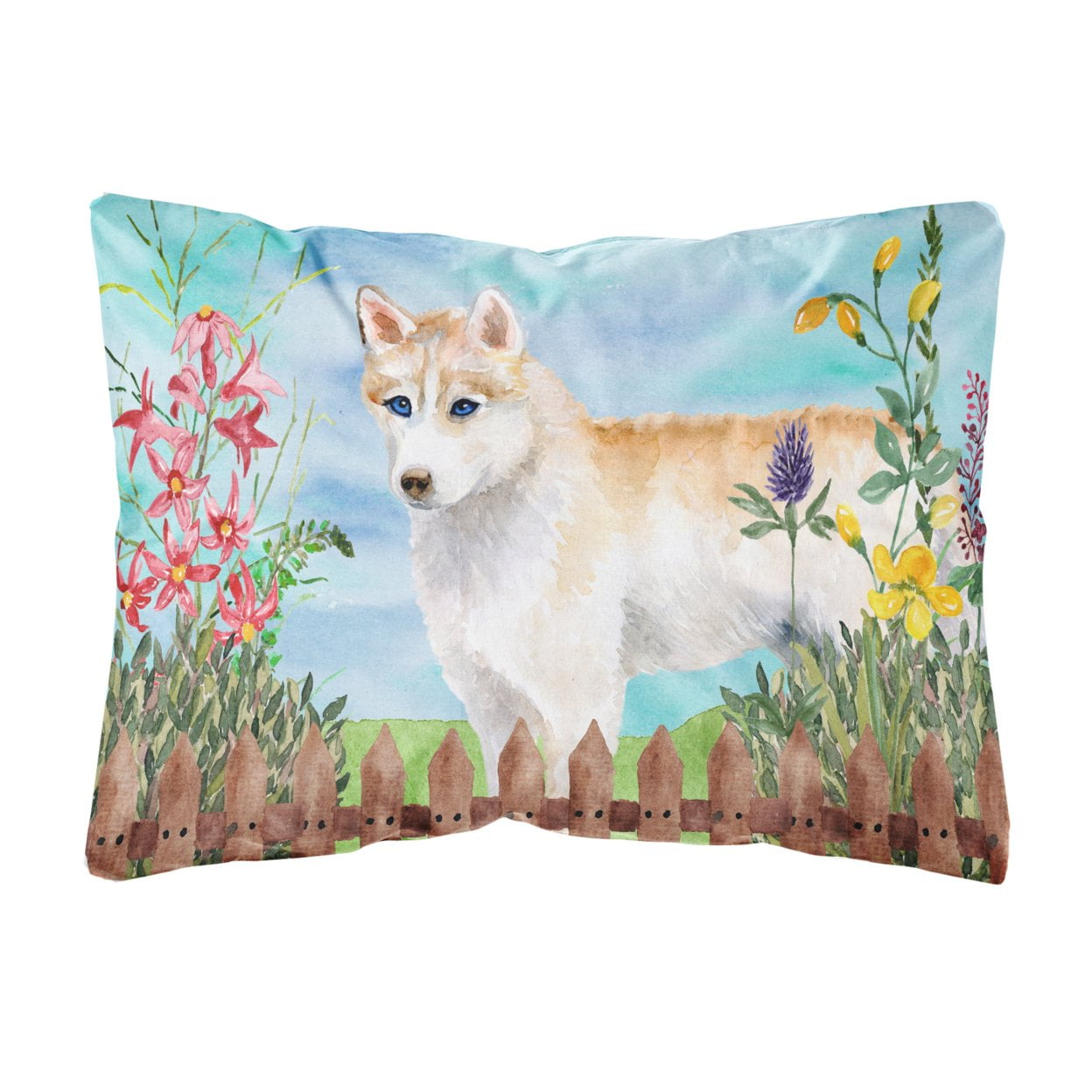 Siberian Husky Spring Canvas Fabric Decorative Pillow