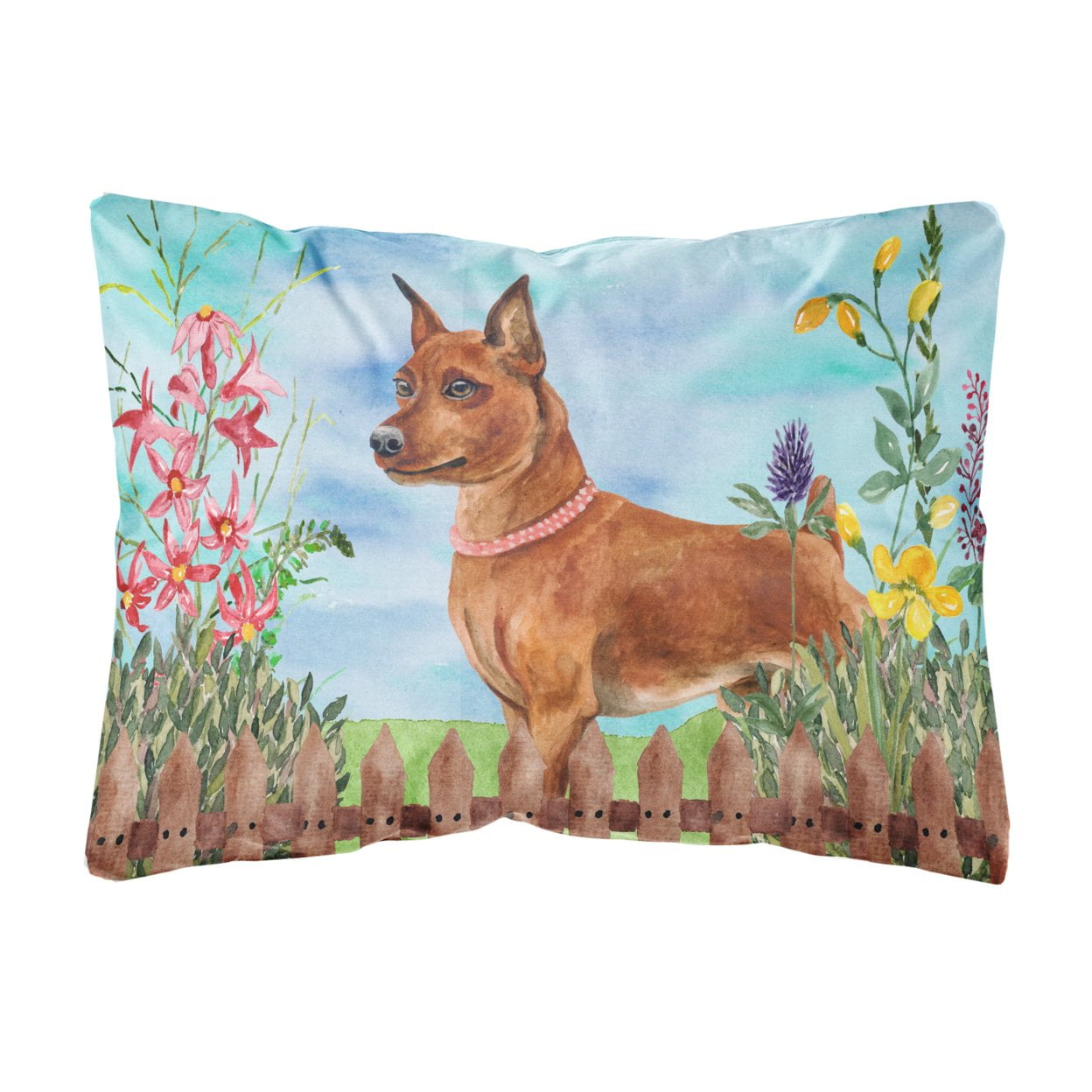 Miniature Pinscher Spring Canvas Fabric Decorative Pillow