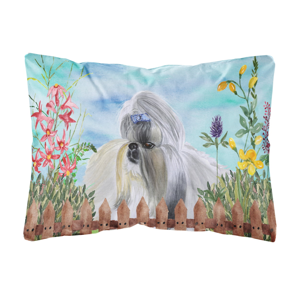 Shih Tzu Spring Canvas Fabric Decorative Pillow
