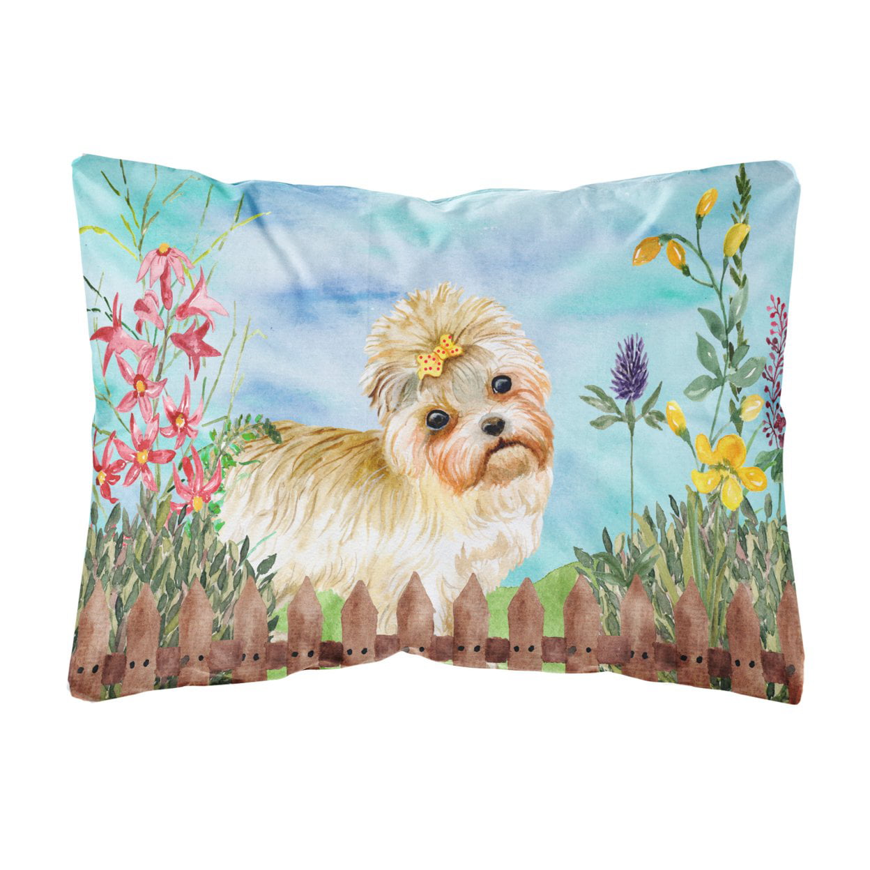 Morkie Spring Canvas Fabric Decorative Pillow