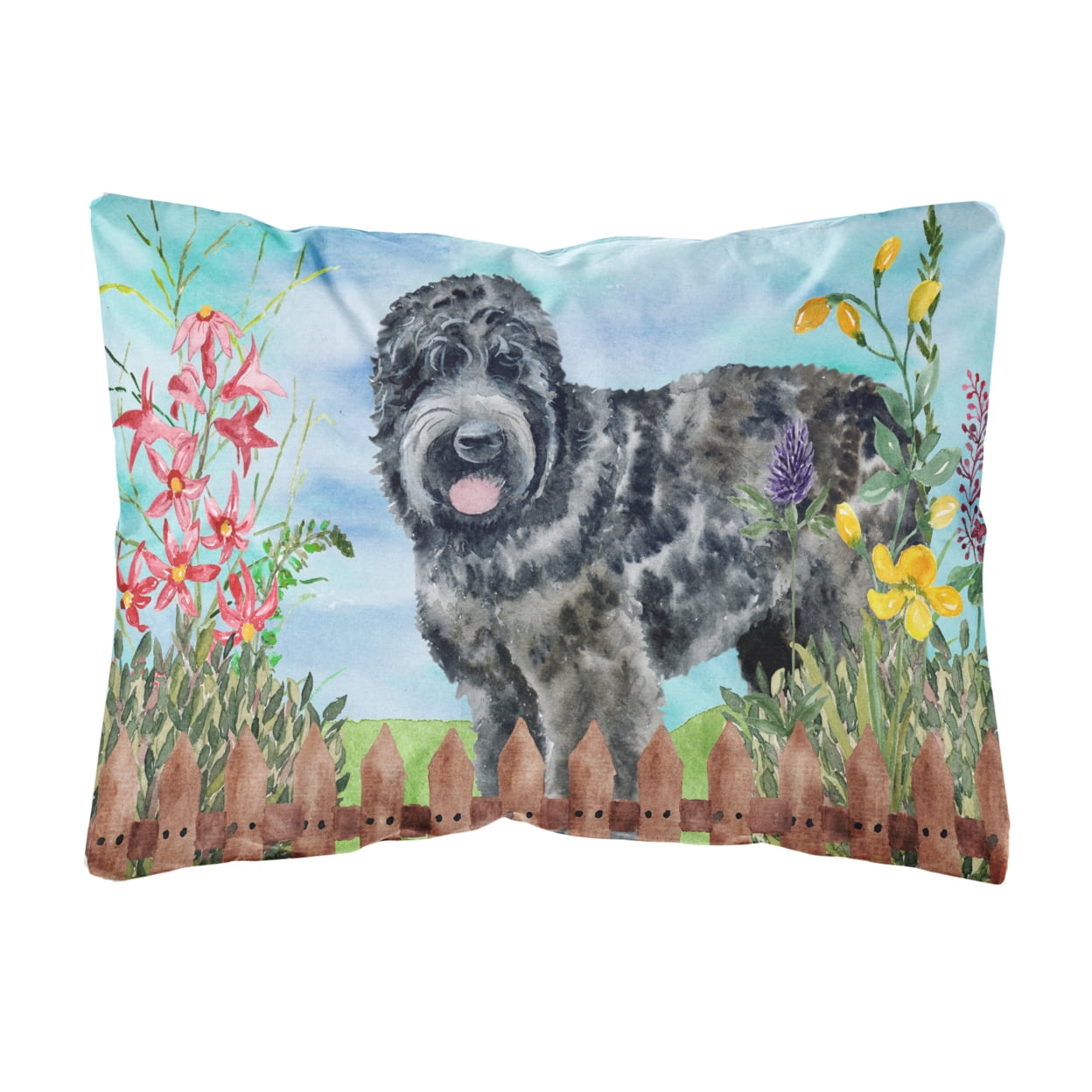 Black Russian Terrier Spring Canvas Fabric Decorative Pillow