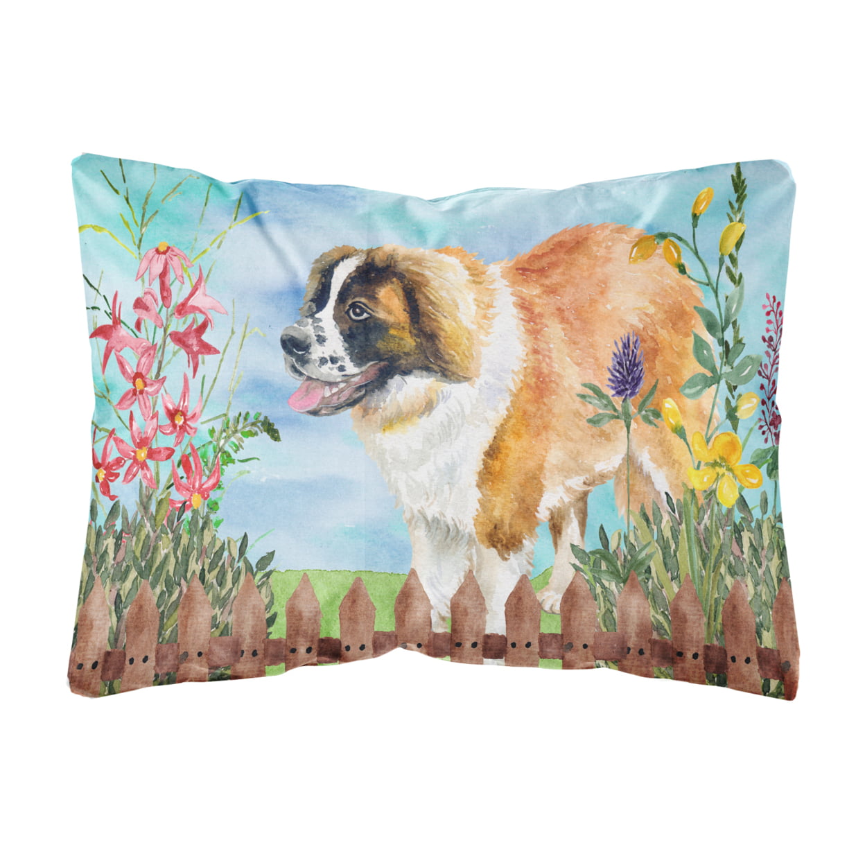 Saint Bernard Spring Canvas Fabric Decorative Pillow