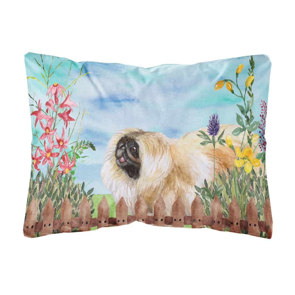 CK1243PW1216 Pekingese Spring Canvas Fabric Decorative Pillow