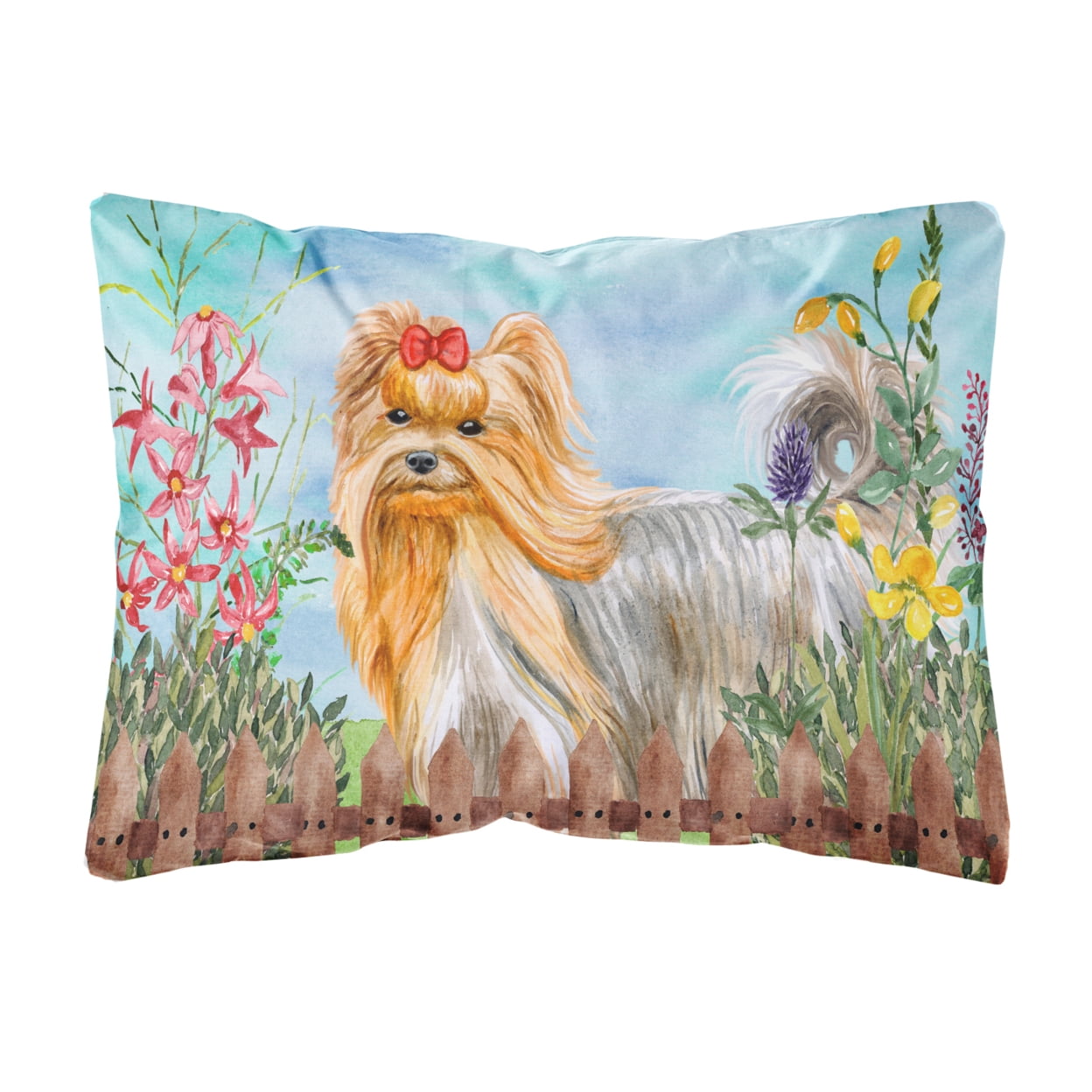 Yorkshire Terrier Spring Canvas Fabric Decorative Pillow